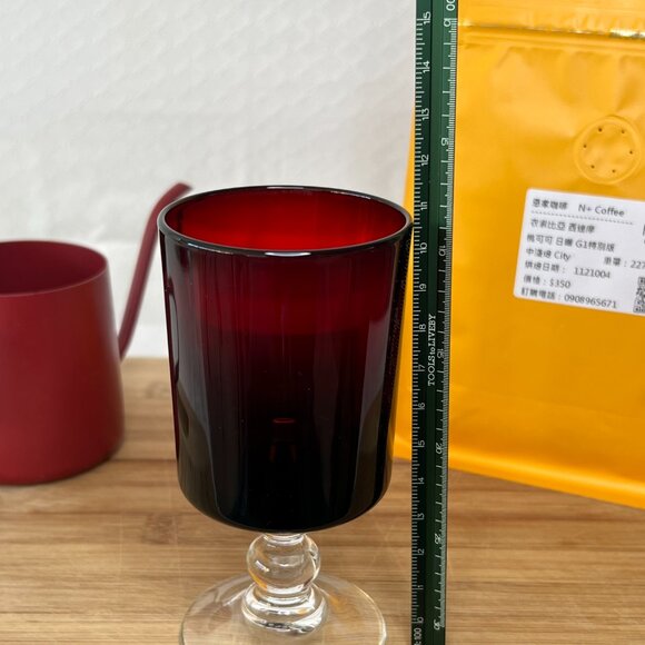 Vintage MCM deep red stemmed glass - Picture 3 of 5